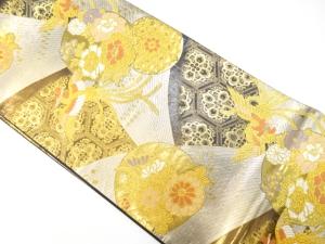 鳳凰に牡丹・華紋模様織り出し　振袖用袋帯